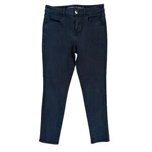 American Eagle 360 Super Stretch Hi Rise Jegging Denim Jeans Black Sz 10 Short